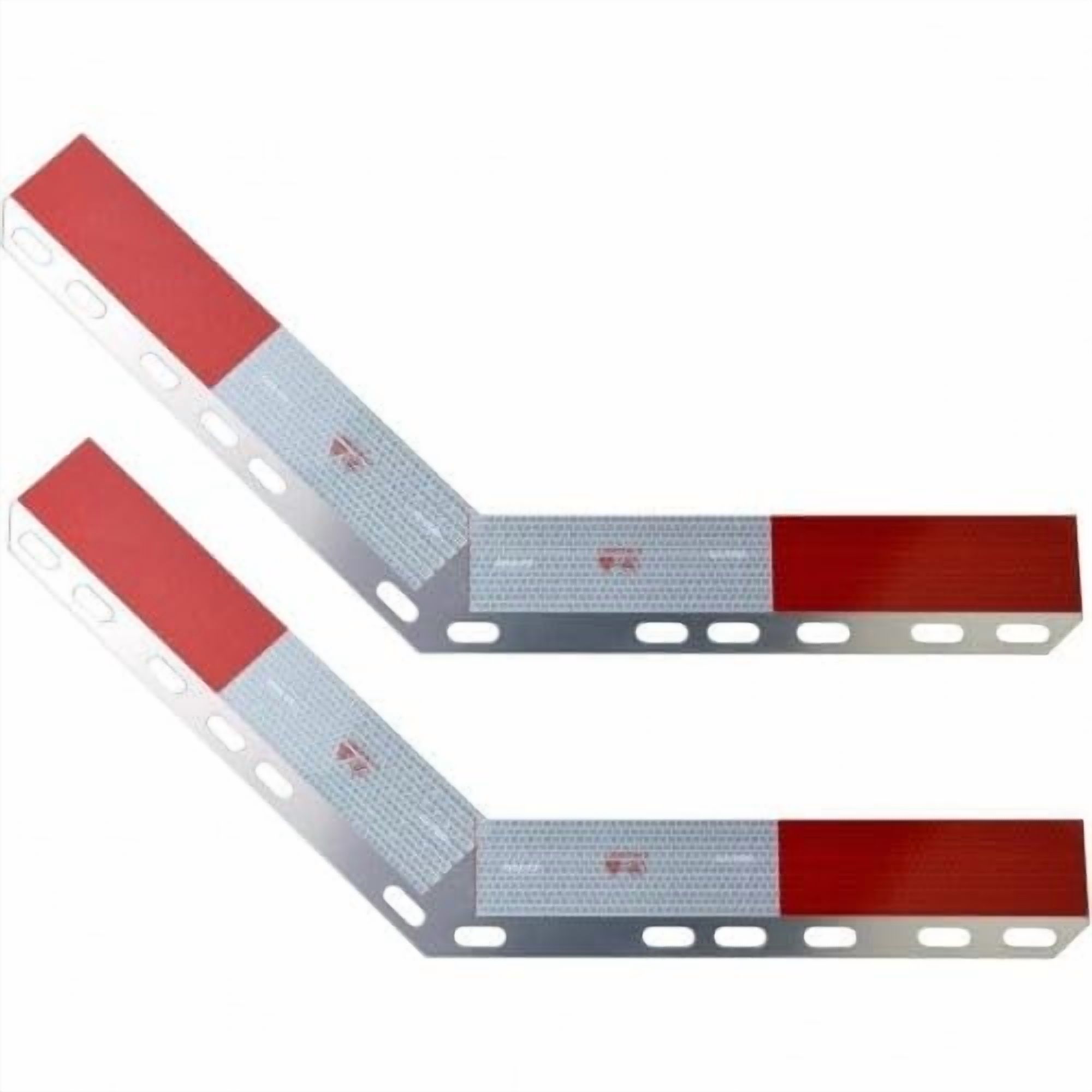 TORQUE Mud Flap Angled Reflector Aluminum 14.25" x 12.25" for Semi Truck and Semi Trailer 135 Degree Angle Strips Mud Flap Hanger Pair (TRMFHREFA1412)