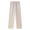thumbnail image 1 of Traje de chaqueta lisa con arrugas para mujer, conjunto de abrigo holgado de manga larga para mujer, traje de pantalón de pierna ancha elegante para oficina, moda de verano 2024, 1 of 5