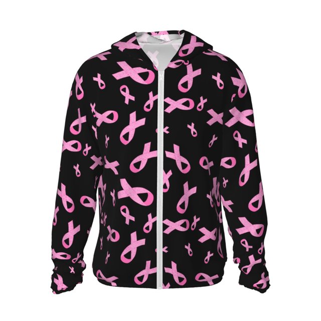 Balery Breast Cancer Awareness Sudadera ligera de manga larga con capucha y protección solar UPF 50+ para hombre y mujer, ideal para pesca y running-X-Large