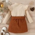 thumbnail image 5 of Girls Clothing Girls Clothing Set Toddler Girls Ruffles Long Sleeve Ribbed Knitted Turtleneck T Shirt Tops Solid Bow Tie Skirt Outfits, 5 of 8