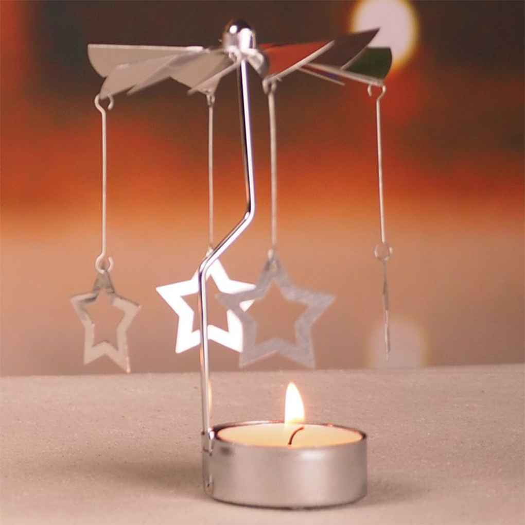 Rotating Spinning Candleholder Tea Light Holder Candlestick Xmas Decoration 