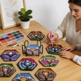 thumbnail image 5 of DIY Diamond Art Coaster Kit Boho Tree of Life 5D Diamond Dot Set 8 Pcs DIY Crafts Supplies Complete Bedazzler Kit with Cup Holder Cork Base Pad Pickup Pen and Tray for Adults Kids Gift, 5 of 5