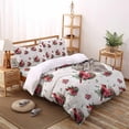thumbnail image 3 of Christmas Cardinal Full Size Comforter Set, Red Bird Poinsettia Leaf Winter Soft Bedding for All Seasons, 4 Pcs Bed Set with 1Comforter (86"x86") ,1 Sheet(80"x116"), 2 Pillowcases (19"x29"), 3 of 7