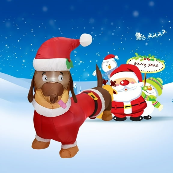 5 FT Inflatable Dachshund Christmas Decor Outdoor With LED Light, Quick Air Blown, Yard Inflatables, Christmas Inflatables, Outdoor Christmas Decorations For Yard Garden Lawn Decor