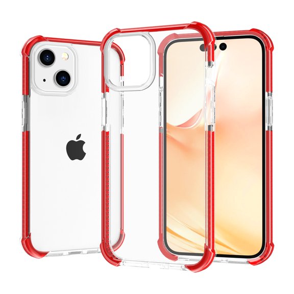 SaniMore for iPhone 14 Plus 6.7" 2022 Case, Ultra-clear Rugged Acrylic Backplane Shockproof Anti-fall Slim Lightweight Anti-scratch Anti-slip Cover For iPhone 14 Plus, Red