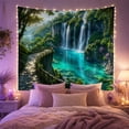 thumbnail image 2 of Multi-Tiered Waterfall Cascading in Lush Forest, Serene Watercolor for Nature Enthusiasts, Botanical Landscape Art, Housewarming Gift Tapestry Wall Hanging for Living Room and Bedroom, 2 of 7