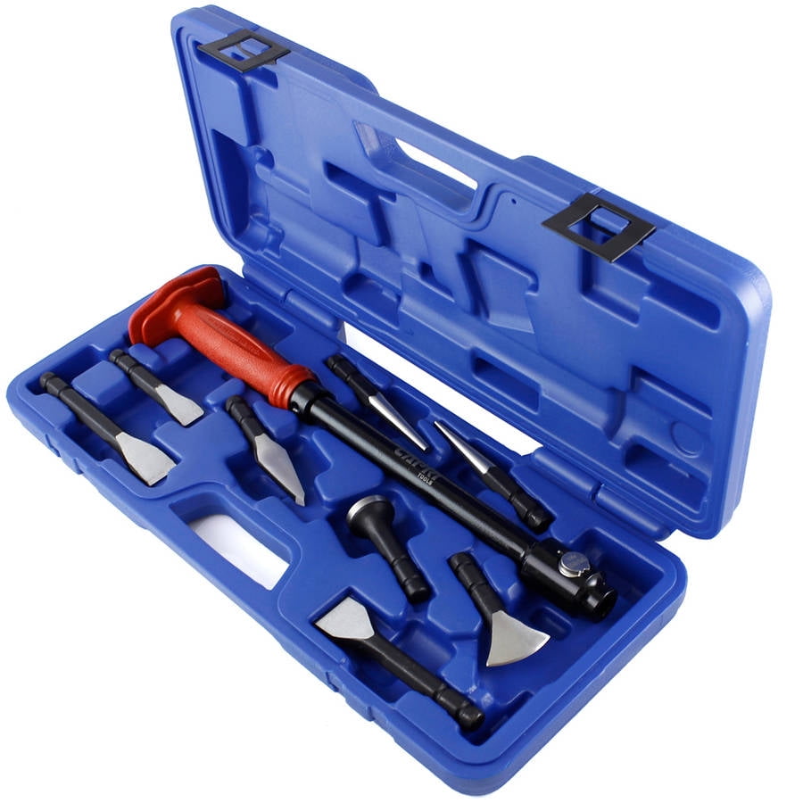 Capri Tools 21074 Chisel and Punch Set with Long Handle, Red, 8 Piece