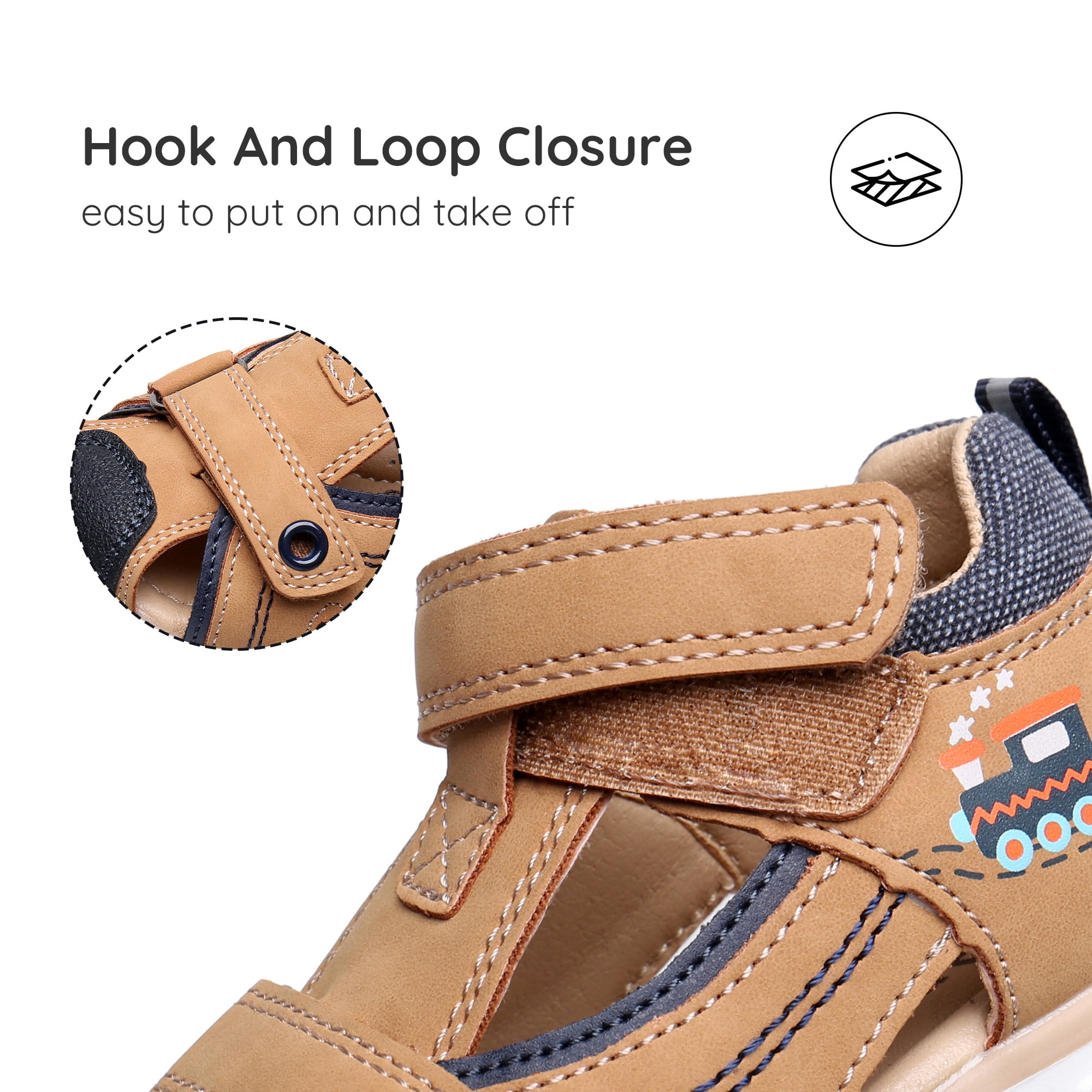 Toddler Boys Sandals Closed Toe Summer Shoes For Toddler with Arch Support Outdoor(Color : camel, Size : 6 Toddler)