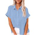 thumbnail image 2 of Rezuofi 1 Pcs Womens Short Sleeve Cotton Button Down Up Shirt Collared V Neck Tops Shirts Blouses Dress for Women, 2 of 8