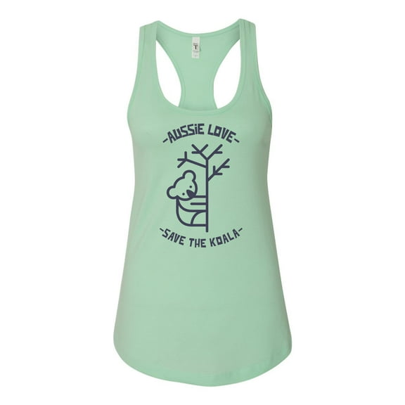 Women's Aussie Love Save the Koala Racerback Tank Top-Mint-xl