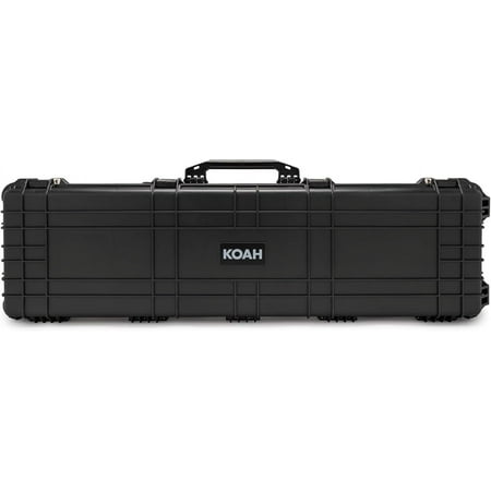 Koah 53 Inch Weatherproof Protective Roller Rifle Hard Case with Customizable Foam Pressure Valve and Lock Fittings (Black)