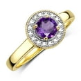 thumbnail image 4 of RYLOS Rings for Women 14K Gold Plated Silver Halo Birthstone Ring with Round 4MM Gemstone &  Diamonds February Amethyst Jewelry Size 6, 4 of 8