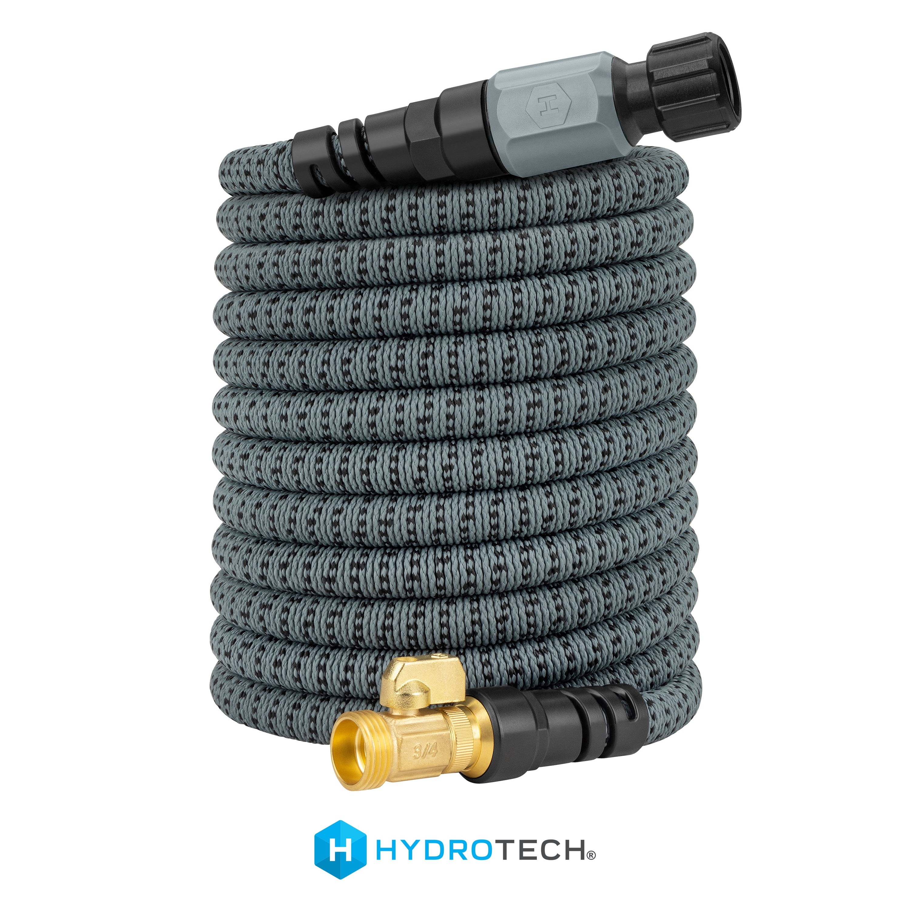 Hydrotech 60 ft Garden Hose – Patented Force Control, Burst-Proof, Lightweight, Flexible, No-Kink Design, 5/8", 4 Tire Hose Guides, Ideal for Car Wash & Automotive Care