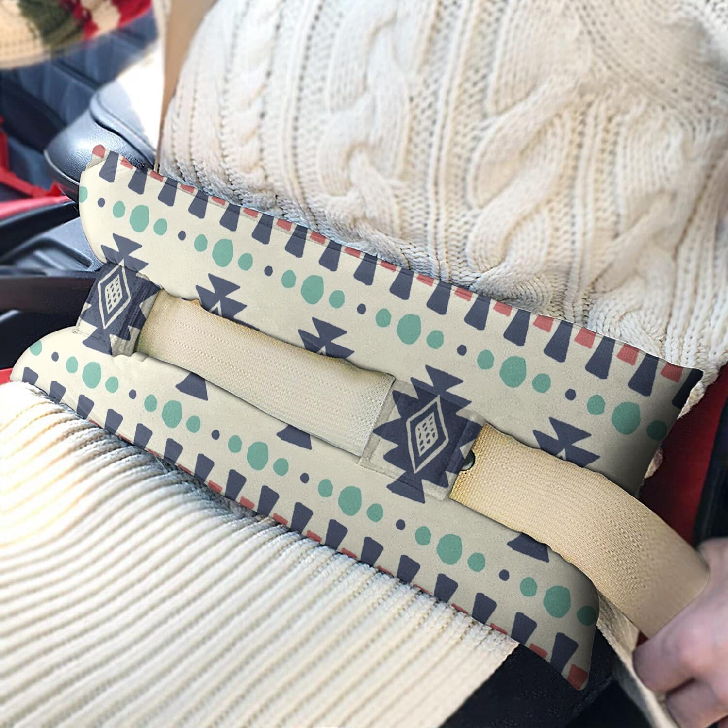 Post-Surgery Seat Belt Pillow Comfortable Mastectomy Cushion for Chemo Port Protection (Abstract Design)