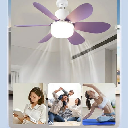 

MARCUVMK Remote Control Small Ceiling Fan Light Silent Strong Wind Infinite Dimming LED Flower Shaped Fan Light 40W Three Color Dimming Remote Control Version with Lamp Holder