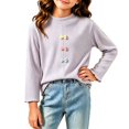 thumbnail image 2 of FAIWAD Girls Ribbed Knit Shirts Cute Long Sleeve Crew Neck Bow Tops Fall Casual Daily Clothes, 2 of 7