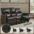 thumbnail image 5 of IPKIG 61" Manual Recliner Loveseat Sofa with Flip Console, PU Leather 2 Seater Reclining Couch with USB Charge Ports, Storage & Cup Holders for Home Theater Seating Living Room, Apartment, RV, Black, 5 of 8