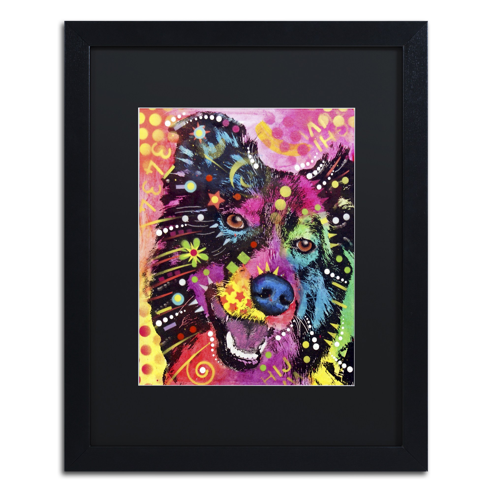 Trademark Fine Art "Border Collie 121109" Canvas Art by Dean Russo, Black Matte, Black Frame