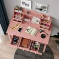 thumbnail image 4 of ADORNEVE Writing Desk with USB Port, Home Office Desk with Drawers and Hutch, 36.2" Study Table for Student/Adults, Computer Work Station with Storage Shelf, 7 Drawers, Pink 36.2*19inch Pink With Usb Ports, 4 of 8