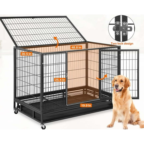 YRLLENSDAN 48 inch XL Large Dog Crate for Large Dogs, Heavy Duty Dog