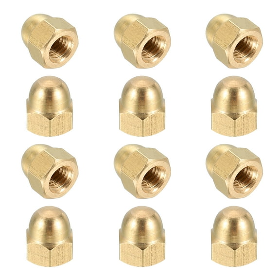 Uxcell Acorn Hex Cap Nuts, M5x0.8mm Brass Dome Head Hex Decorative Cap Nuts for Screws Bolts Industrial Mechanical Electrical Equipment Repair Hardware(Gold Tone, Pack of 12)