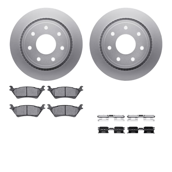 Dynamic Friction Company Rear Geospec Brake Rotors with 5000 Advanced Brake Pads includes Hardware 4512-99210
