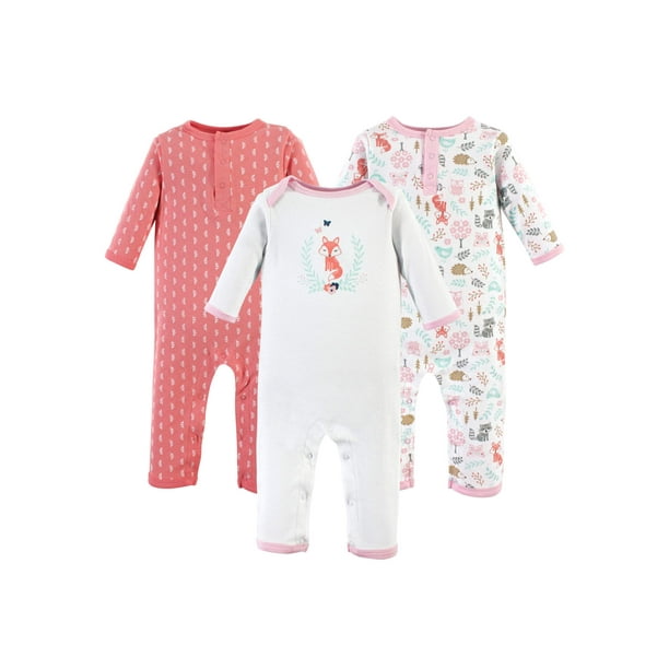 Hudson Baby - Hudson Baby Girl One-Piece Rompers, 3-pack - Walmart.com ...