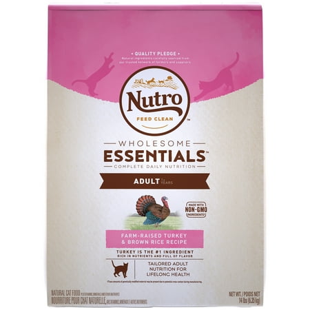 NUTRO WHOLESOME ESSENTIALS Farm-Raised Turkey & Brown Rice Recipe Adult Dry Cat Food 14 Pounds