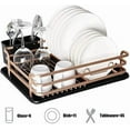 thumbnail image 1 of Escurridor de Platos de Aluminio con Soporte para Cubiertos, Bandeja Escurridora Extraíble en Oro Claro, 1 of 5