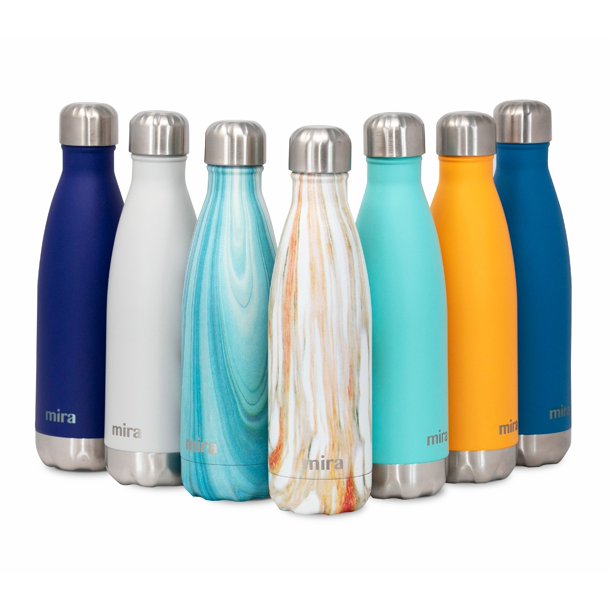 MIRA Vacuum Insulated Travel Water Bottle Leakproof Double Walled Stainless Steel Cola Shape