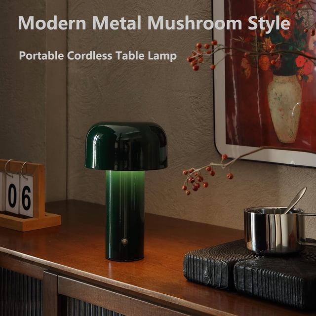 Boreal Craft Petite Veilleuse Lampe de Table Sans Fil Lampe de Table Portable Dimmable Rechargeable Lampe Moderne Petite Lampe de Chevet Lampe à Piles Veilleuse pour Intérieur Extérieur (Vert)