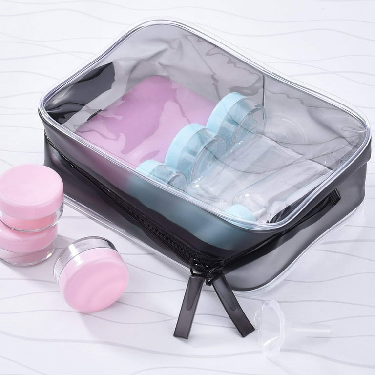 5 Pack Clear Portable Cosmetic Makeup Bag Zippered Toiletry Carry