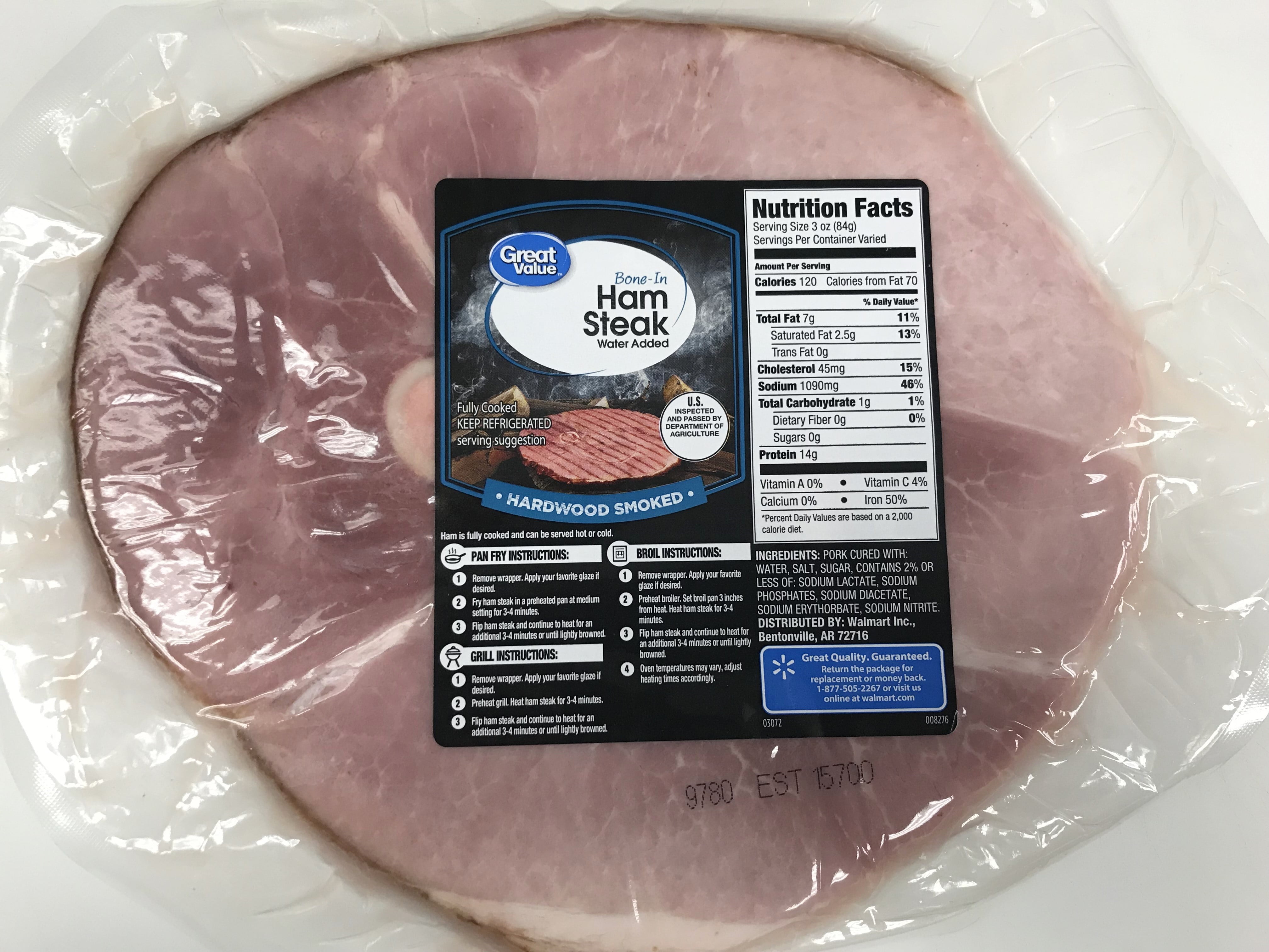 Great Value Bone-in Ham Steak, Hardwood Smoked, 1.0 - 2.0 lb