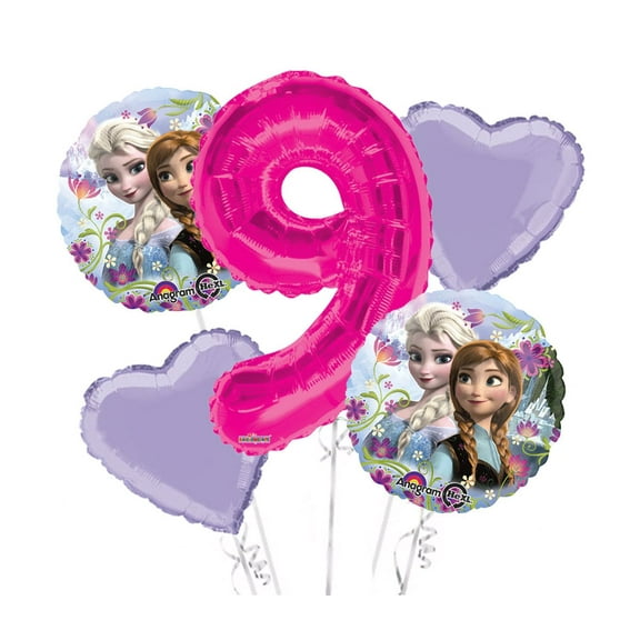 Frozen Balloon Bouquet 9th Birthday 5 pcs - Party Supplies