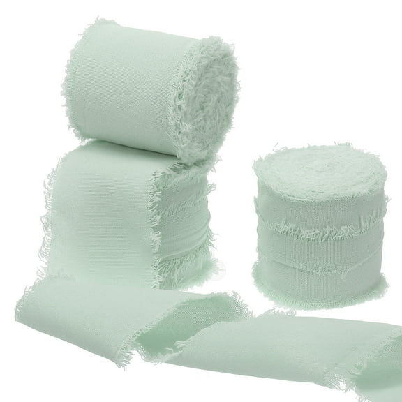 Handmade Fringe Cotton Ribbon Cotton Frayed Fringe Fabric Ribbons for Crafts Flower Bouquet Gift Wrapping Light Green