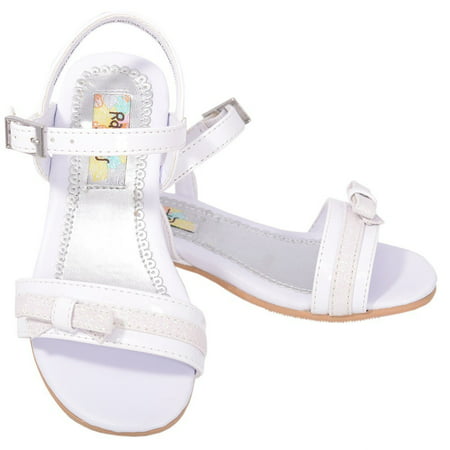 Rachel Shoes Little Girls 4 White Sparkle Bow Sandal Dress Shoes ...