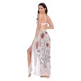 thumbnail image 3 of FORMRS Womens Long Sarong Beach Wrap Semi-Sheer Bikini Skirt Bathing Swimsuit Cover Up, Red Flower, 3 of 7