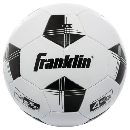 Franklin Sports Competition 100 Soccer Ball, Size 4, Black and (Best Youth Soccer Academies In The World)