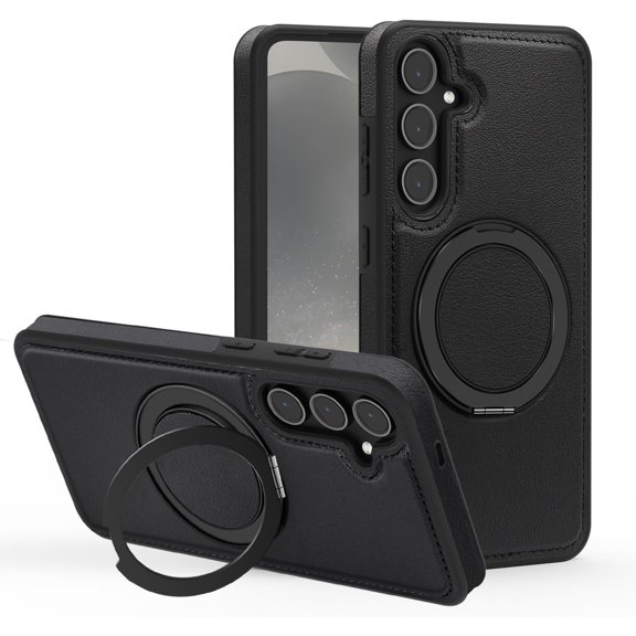 REQO for Samsung Galaxy S25 Plus/S25  Case Leather Magnetic [Compatible with MagSafe][360°Rotatable Ring Stand & Kickstand] Phone Cover for Samsung S25 Plus/S25 