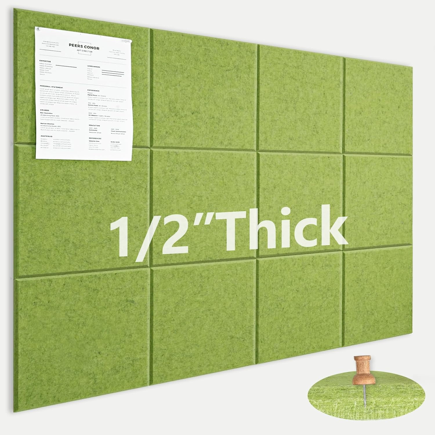 Large Cork Board for Office Wall Decor,48"x36"-12 Pack Felt Wall Tiles with Safe Removable Adhesive Tabs, Thicker 0.47in, Felt Bulletin Board Pin Board Cork Boards for Walls - Dark Blue