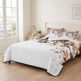thumbnail image 2 of Twin XL Quilt Set 68''x98'', Eucalyptus Leaves Lightweight Summer Bedspread Coverlet Set with 2 Pillow Shams, Orange Blue Botanical Vintage Breathable All Season Quilt Bedding for Dorm/Guest Room, 2 of 9
