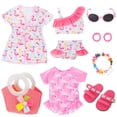 thumbnail image 2 of TDDS9 American 18 Inch Doll Swimsuit Accessories and Clothes Sets Includes 18 Inch Doll Clothes and Bag, Shoes, Sunglasses, Necklaces (No Dolls), 2 of 8
