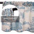 thumbnail image 3 of 2 Pack Linen Window Valance, 18 Inches Long Kitchen Window Curtains Farmhouse Castle Pattern Rod Pocket Valance for Bathroom Bedroom Living Room, Blue and Natural Color, 3 of 6