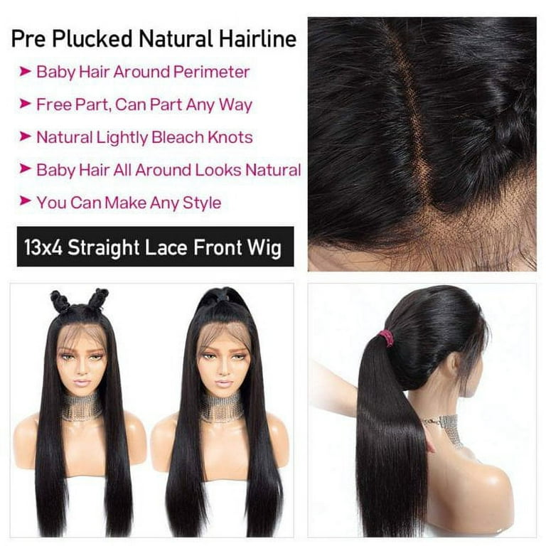 20inch / 26inch Straight Lace Front Human Hair Wigs For Women Malaysian  Straight 13X6 HD Lace Frontal Wig Pre Plucked 