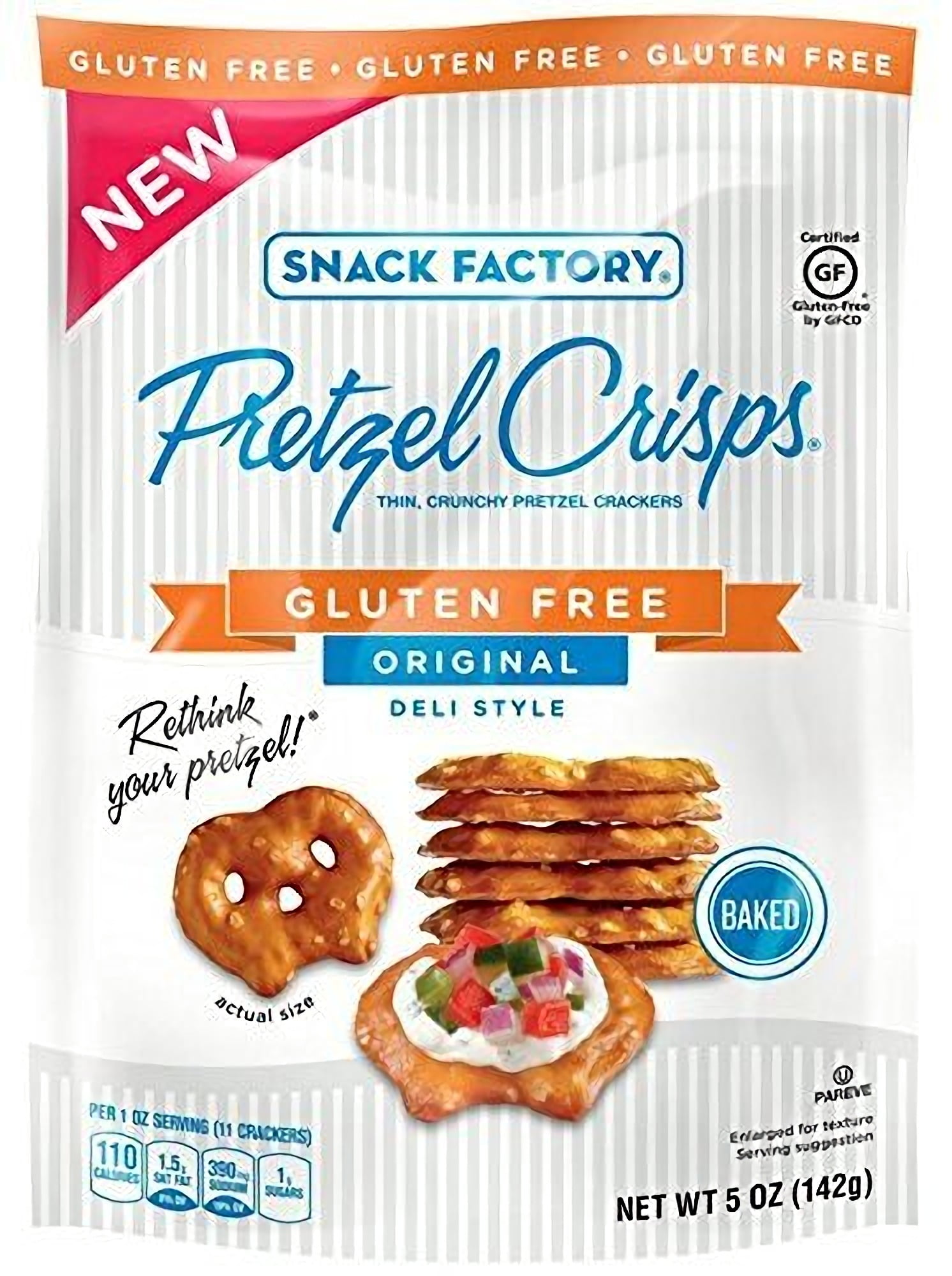 Snack Factory Pretzel Crisps, Gluten Free Original, 5 Ounce (Pack of 12