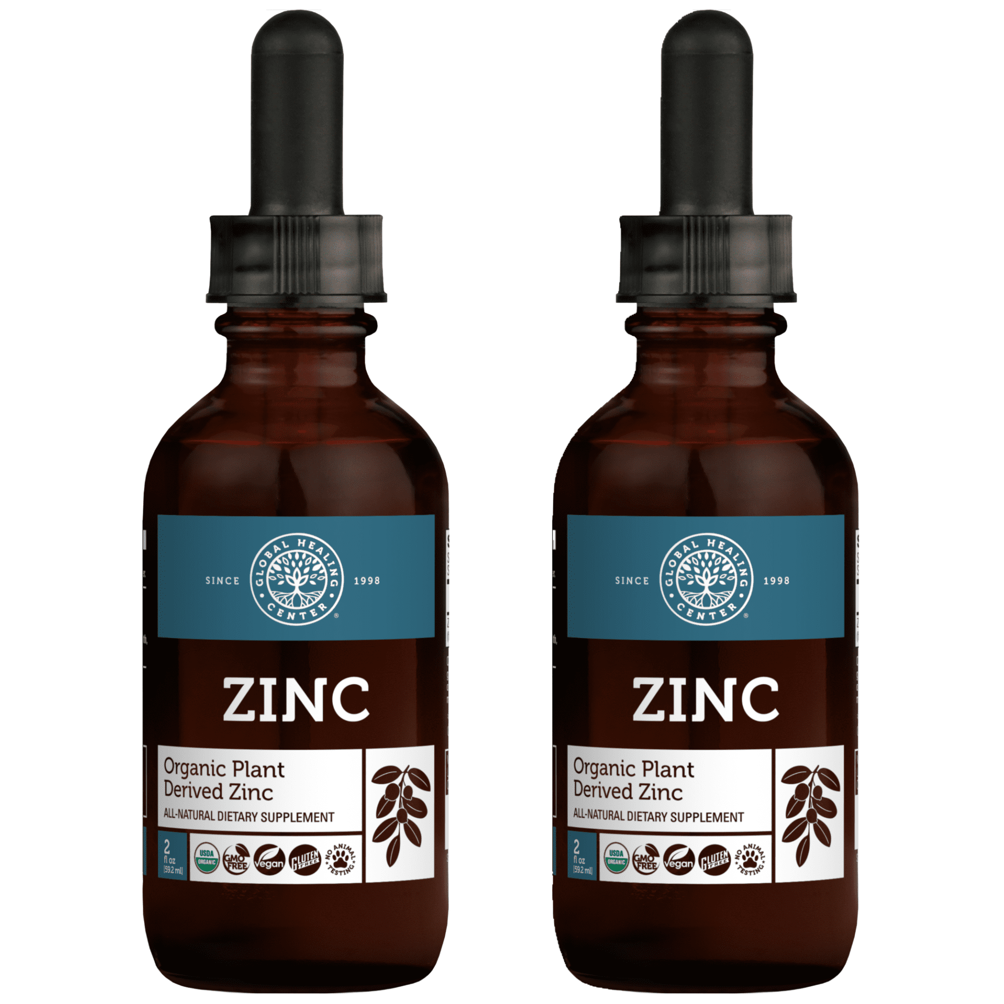 Global Healing Organic Zinc Liquid Supplement For Adults 2 fl oz