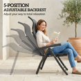 thumbnail image 3 of Ensemble de 2 Chaises Longues Pliantes pour Patio, Chaises de Terrasse d'Extérieur Inclinables à 5 Positions avec Repose-Pieds Rétractable, Maille Respirante et Cadre en Acier, Gris Foncé, pour Piscine, Cour Ou Camping, 3 of 7