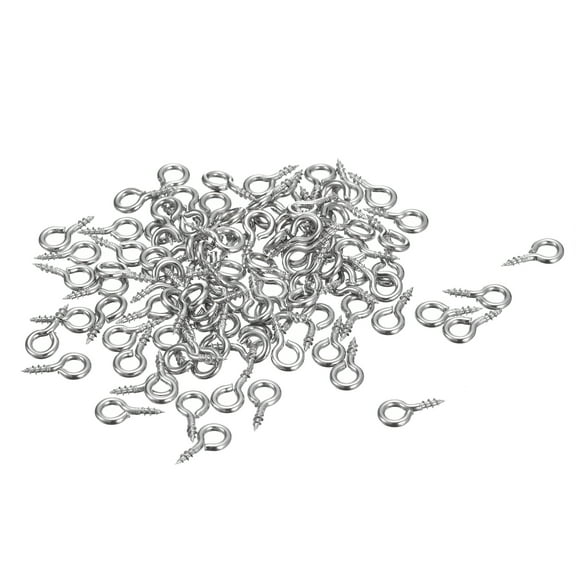 Uxcell 80Pack 304 Stainless Steel 10x5mm Small Eye Screws Mini Eye Pins, Silver
