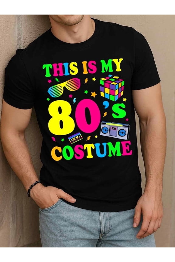 80's Costume T-Shirt mens t shirts black summer graphic Fashionable summer T-shirt, machine washable Classic Unisex Shirt Graphic Tee tshirts