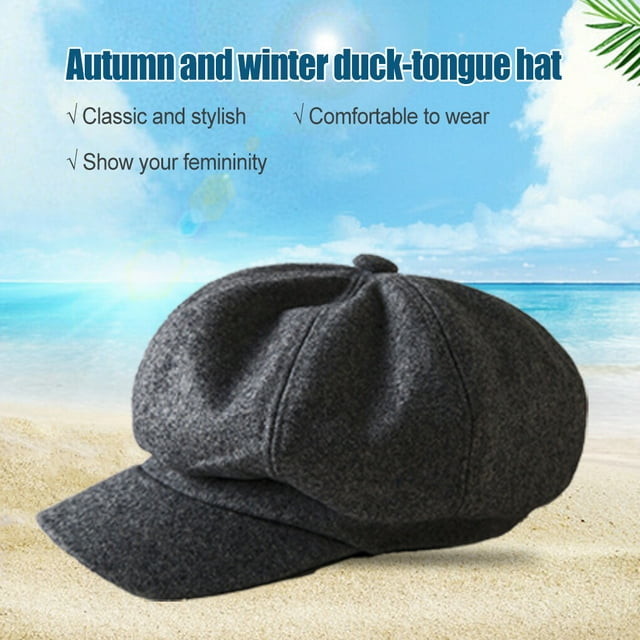 Becaristey Peaked Caps Woolen Lightweight Adjustable Octagonal Hats Beautiful Lines Easy Matching Sun for Visor Design Headgear Dark Green 1Set